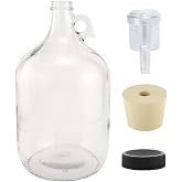 North Mountain Supply 1 Gallon Glass Fermenting Jug with Handle &amp; Airlock | 1 Gallon Glass Fermenting Jug with Handle, Stopper, Airlock &amp; Lid for Beer, Wine, Cider &amp; Mead