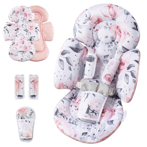 Inserto Reversible Para Bebé Compatible Con Hamacas 4moms Mamaroo Y Graco - Soporte Grueso Para Cabeza, Verano E Invierno