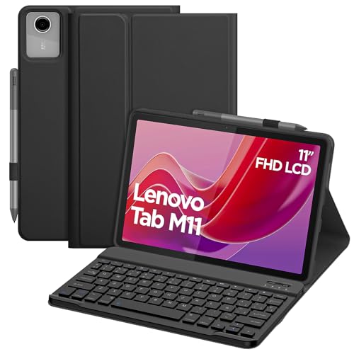 Capa com Teclado para Lenovo Tab M11 2024 11 Polegadas, Layout em Português Brasileiro Teclado com Capa para Lenovo Tablet M11 2024 de 11 Polegadas, Preto
