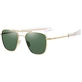 Gleyemor Polarized Square Aviator Sunglasses for Men Retro Military Tough Guy Style Shades