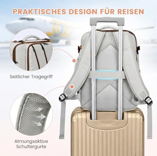 MATEIN Ryanair Hand Luggage 40 x 30 x 20, Women's Travel Backpack with Wet Compartment, Backpack 40 x 30 x 20 with 15.6 Inch Laptop Compartment for Women, Ryanair Backpack for Travel, Travel Backpack for Business, Cloud Dancer