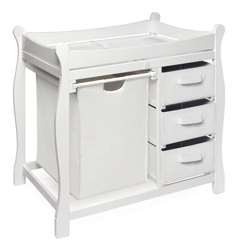 Badger Basket Sleigh-Style Baby Changing Table - Diaper Changing Station with 3…