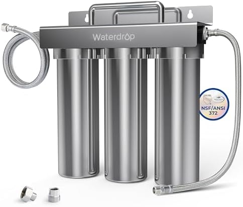 Waterdrop TST-UF 0.01μm Ultra-Filtration Under Sink Water Filter System, Stainless Steel Under Sink Water Filtration System, Removes 99% of Substances, Chlorine, Bad Taste & Odor, No Drill Required