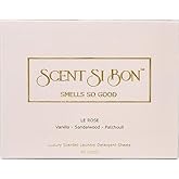 Scent Si Bon Luxury Scented Laundry Detergent Sheets, 60 Loads, Le Rose Scent With Vanilla, Sandalwood, Patchouli, Eco-Friendly Formula, Biodegradable Detergent Strips, Liquid-Free Laundry Sheets