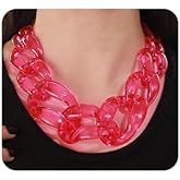 Wiwpar Punk Acrylic Collar Choker Necklace Boho Statement Chunky Large Acrylic Chain Link Choker Necklace Halloween Christmas Costume Jewelry Gift for Women Party Bar