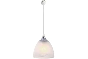 Kiven H-Type Track Pendant Lighting with Frosted Glass Bell Shaped Shade, Dimmable Track Mount Pendant Light Fixtures for Kitchen Island Restaurant Kitchen Sink,1-Light