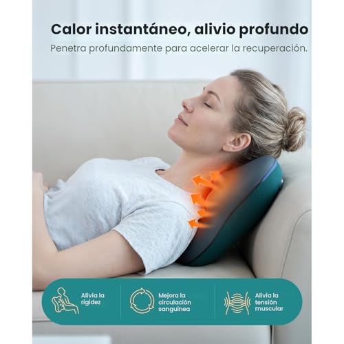BOB AND BRAD EZBack Cervical and Back Massager with Heat, Shiatsu Massage Cushion for Neck, Shoulder, Lumbar, Relaxation at Home and Office, Ideal Gift