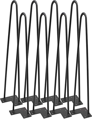 4 Pairs 28″ Hairpin Desk Legs 8 Pack Black Spray-Painted Heavy Responsibility Espresso Desk Furnishings Legs Satin Metal Retro Industrial Design Look Set of 8