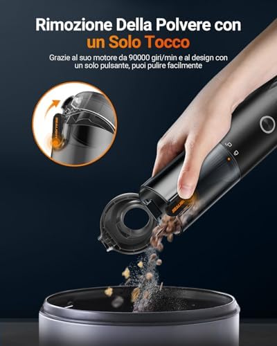 Aspirabriciole Senza Fili, 29000Pa 6 in 1 Aspirapolvere Auto Portatile, Durata della Batteria di 40 Minuti, Aspiratore e Soffiatore con Motore Brushless (Apex Black)