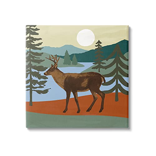 Stupell Industries Lakeside Mountain Peaks Forest Deer Walking, Design by Victo…