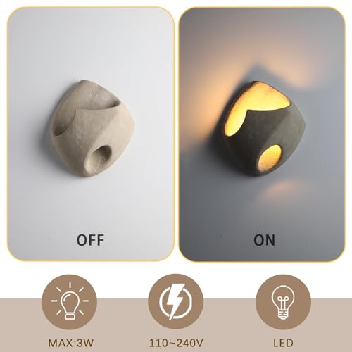 kaixunl 3W Interior Wall Sconce Wabi-sabi Style Modern Wall Sconces Bedroom Art Deco for Living Room Bedroom Hallway Dressing Table Mirror Stairs 3000K 22.5 x 26 x 9 cm