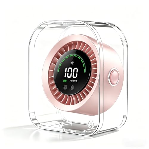 DDKJ Mini Silent Desk Fan 20dB, 100 Adjustable Speed, 360° Rotation, LED Display, 4000mAh USB-C Rechargeable 15H Battery, Smart Operation, for Bedroom Dorm Kitchen Office