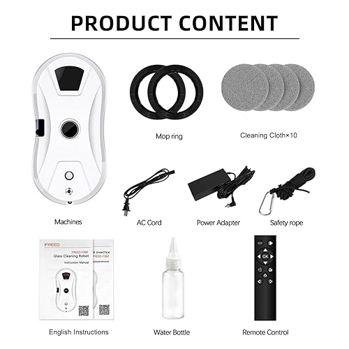 5600pa Robot Window Cleaner with Automatic Spray Jet, 3 Cleaning Modes, Automatic Glass Cleaner, Intelligent Edge Detection, Remote Control, 10 Microfibre Cloths