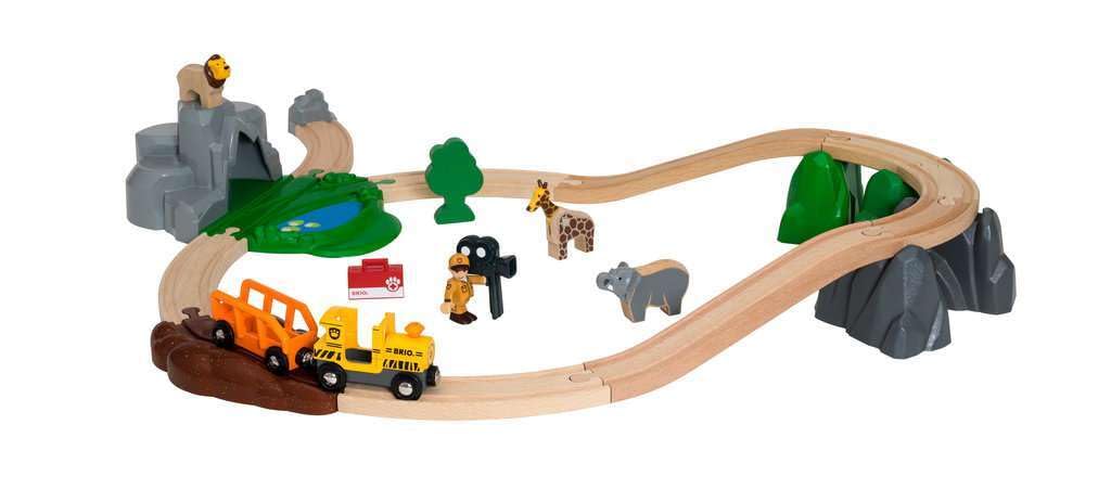 BRIO World Safari Adventure Train Set for Kids Age 3 Years Up - Wooden Railway Expansions and Accessories