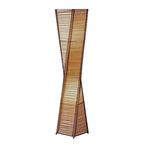 Adesso 2-Light Floor Lantern, Black & Beige, Twisted Design, 50”