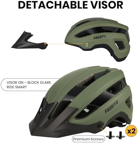 Radhelm Fahrradhelm Damen Herren - Dreischalenstruktur 14 Belüftungsöffnungen Abnehmbares Innenfutter Visier Verstellbar Kopfband L(59-61cm)