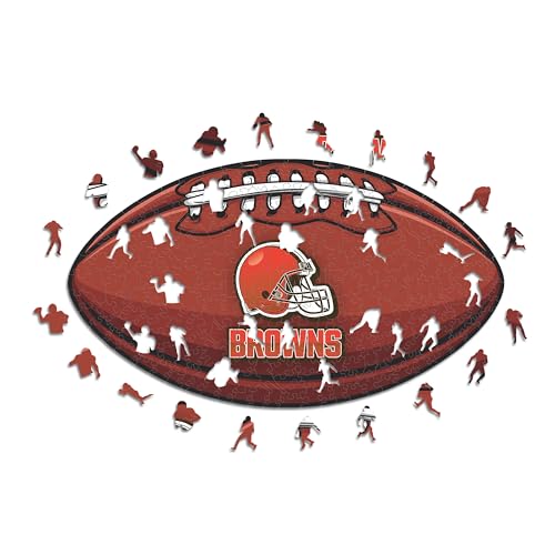 Iconic Puzzles, Cleveland Browns Crest, 100% eco-sustainable wooden puzzle with official license NFL, size S, 150 pieces
