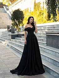 Off Shoulder Satin Prom Dresses Ball Gown Plus Size