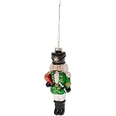 Boston International Christmas Winter Holiday Glass Tree Ornament, 7-Inches, Green Nutcracker