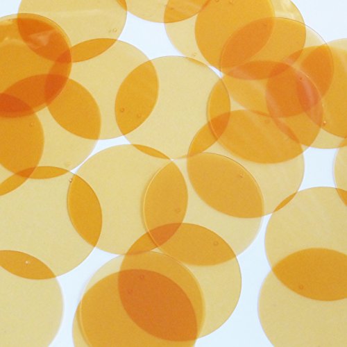 Round Flat Sequin 40mm Sand Yellow Transparent Glossy and Matte Duo Two Sided. Couture Paillettes. Made in USA