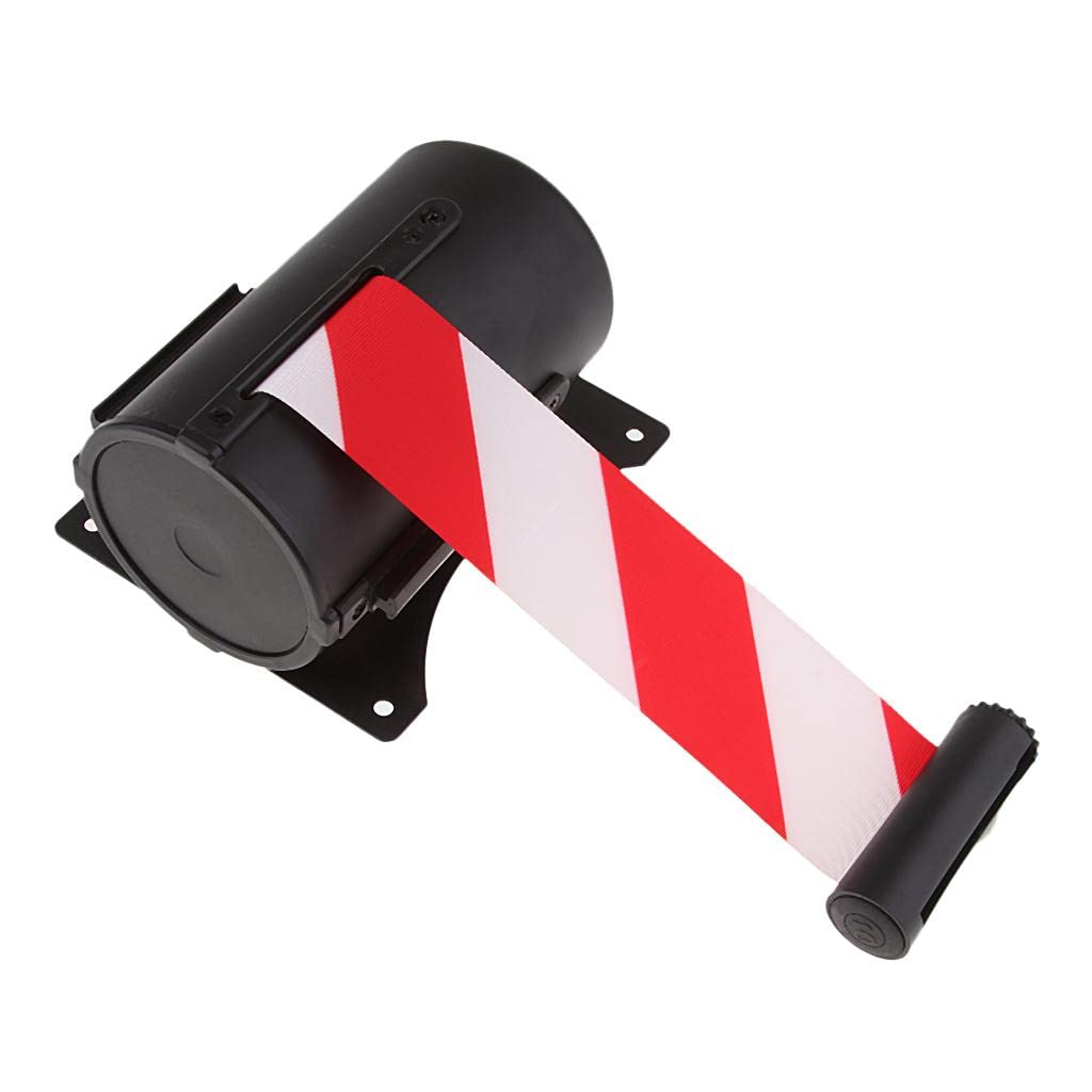 Amagogo 5 Meter Wall Mounted Retractable Tape People Guidance System, Red and White, as described