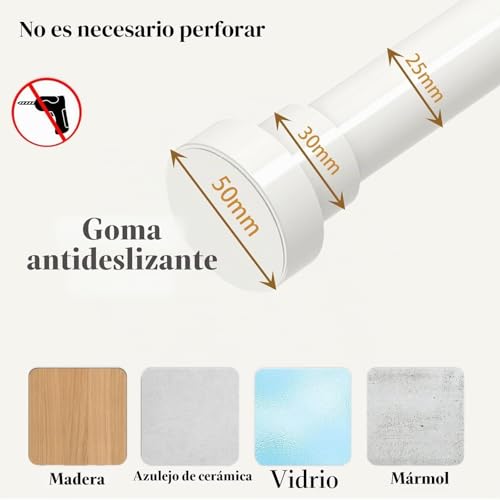 1 x Shower Rod Adjustable No Drilling Telescopic Balcony Pole Shower Curtain (85-180 cm, Diameter 25 mm, Black)