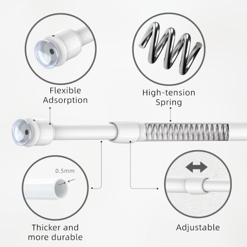 2 Units Extendable Curtain Poles, Curtain Poles, No Drilling Required, White, 45-60 cm