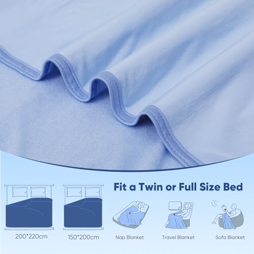 Elegear Bamboo Cooling Blanket 200 × 220 cm – Japanese Cooling Fibers ARC-Chill 3.0 Cooling Blanket for Better Sleep Comfort and Breathable Soft Blanket for Home and Travel, Blue