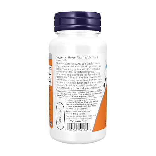 NOW Suplementos, NAC (N-acetil-cisteína) 1,000 mg, Protección de Radicales Libres*, 60 Tabletas