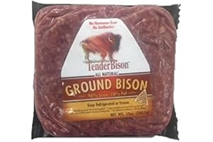 Ground Bison Meat - 90% Lean 12 Oz. Bricks - 12 Packs of Ground Meat - Grass-fed, grain-finished bison meat - Made in the USA - USDA Inspected - TenderBison