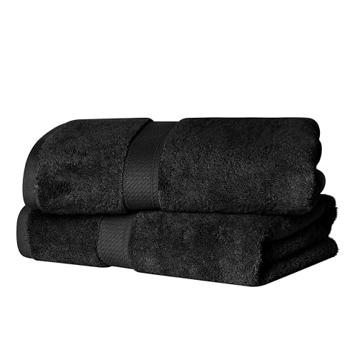 Superior 2-Piece Black Long-Staple Combed Cotton Bath Towel Set, 30 x 55, 900 GSM
