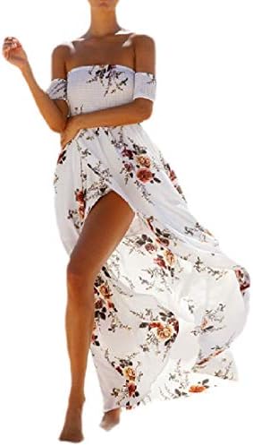 Hokny TD Women Off the Shoulder Bandeau Bohemian Printed Beach Floral Slit  Summer Maxi Dres 1 S price in UAE | Amazon UAE | kanbkam