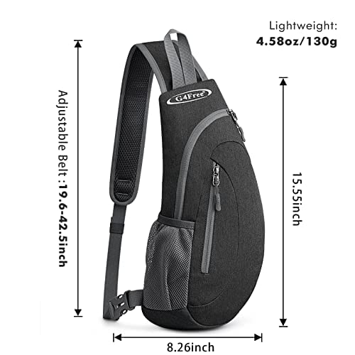 G4Free Sling Bag for Men Women, Small Crossbody Backpack Lightweight Chest Shoulder Bags for Travel, Outdoor and Sports (Dark Grey)