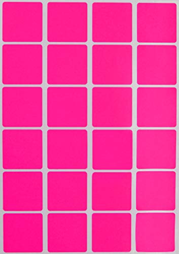 Royal Green Square Stickers Colored Labels in Neon Pink 25mm (1 Inch) - 360 Pack