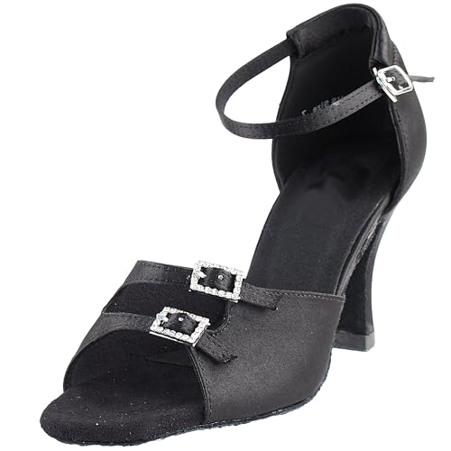 Very Fine Womens Dance Shoe CLC1620 Latin Salsa Ballroom Waltz Black Satin 3-in…