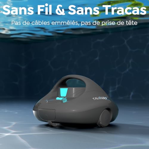 TALOSBO Pleco Se Above-Ground Pool Vacuum Cleaner, 130 Min Powerful Cleaning, Quick Charge in 2.5 Hours, Double Drive Motors, Ideal for Flat Pool Robot up to 85 m²