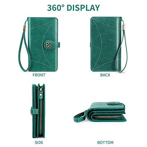 Womens Leather Wallet Ladies Wallets With Rfid Protection Black Large Capacity Trifold Change Purse Checkered Wallet Card Holder Wristlet Wallets For Women Zip Stitch Wallet