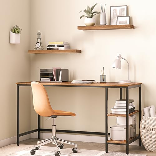 HOOBRO Floating Shelves for Wall, Wooden Floating Shelves Set of 2, Wall Mounted Shelf for Living Room, Bathroom, Bedroom, Floating Shelf with Invisible Bracket, Rustic Brown EBF60BJ01