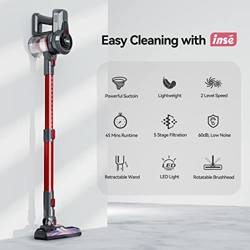 INSE Cordless Vacuum Cleaner, 6in1 Powerful Stick Vacuum