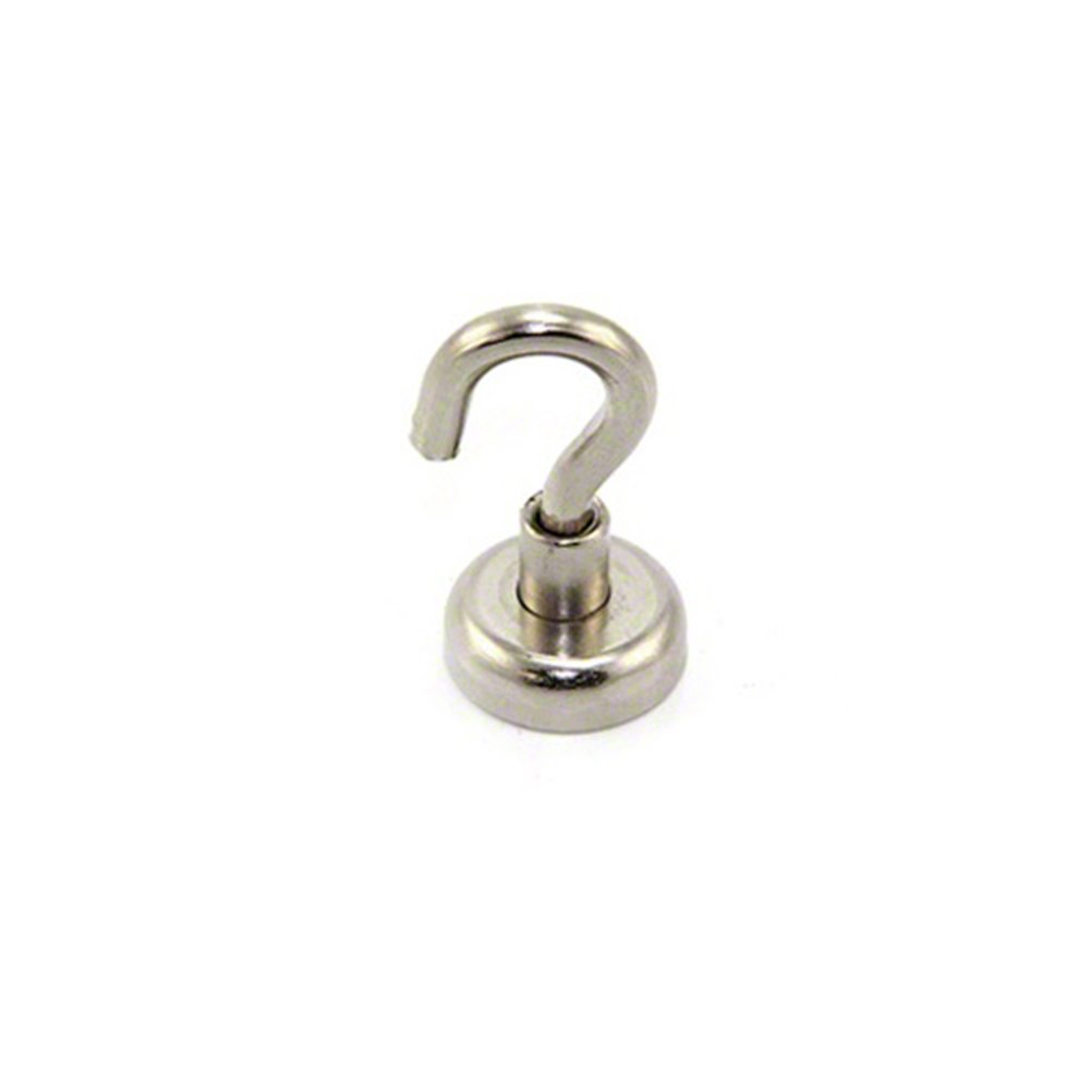 FIRST4MAGNETS Neodymium Clamping Magnet with M4 Hook for Hanging, Holding or Displaying Items - 16mm Diameter x 32mm High - 9.7kg Pull - Pack of 10