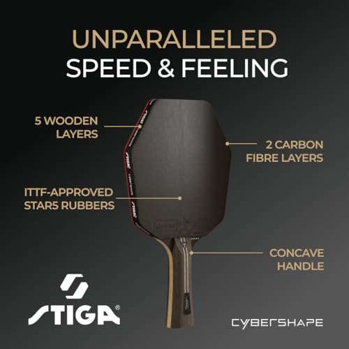 STIGA Cybershape Pro Carbon+ Table Tennis Racket 5 Star Hexagonal Shape Table Tennis Racket for Offensive Professional Players