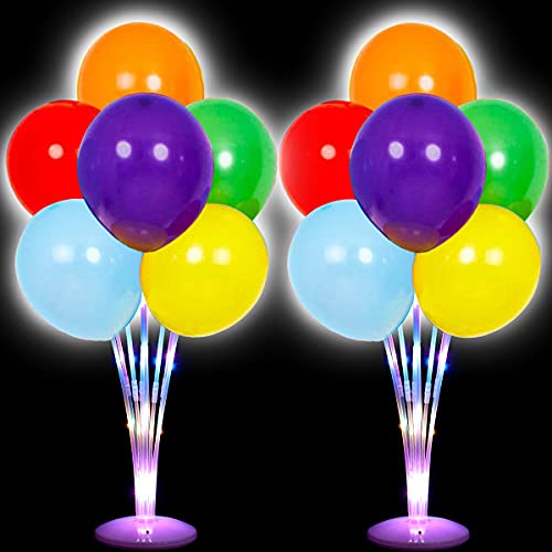 2 Set Light Up Balloon Stand Kit, Clear Plastic Adjustable Height 3