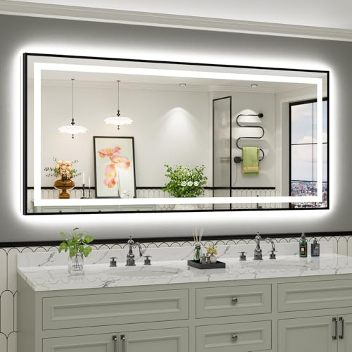 LED Bathroom Mirror with Black Frame
