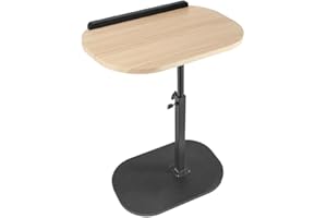 Comeon C-Shaped Tv Tray Pedestal Side Table, End Table Adjustable Height in Couch Living Room or Bedroomwith 360° Rotating Top for Small Spaces Bedside Night Stand Bedside Snack (Wood Color)