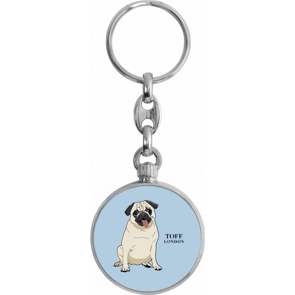 Toff London Beige Pug Dog Keyring