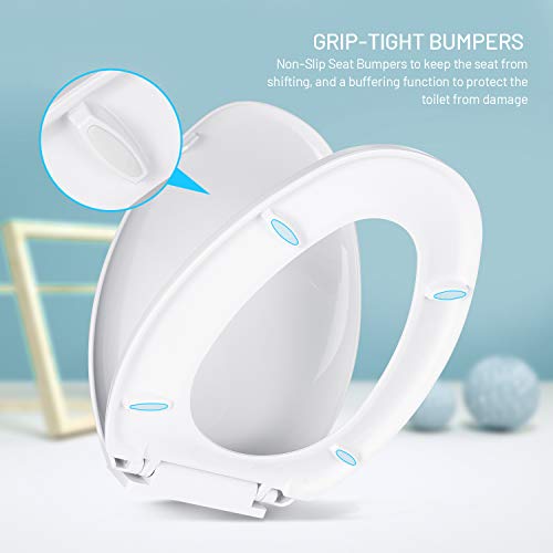 Elongated Toilet Seat, TACKLIFE DBTS03S Quiet Close Toilet Seat with