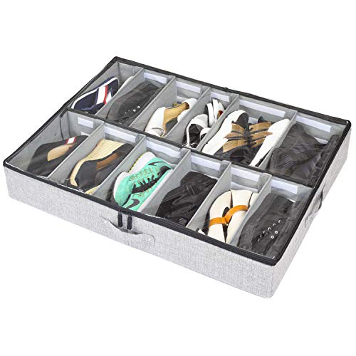storageLAB Under Bed Shoe Storage Organizer, Adjustable Dividers Fits Up to 12 Pairs