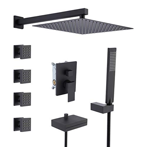 KES Rain Shower System, Full Body Shower System with Body Jets, 12Inch