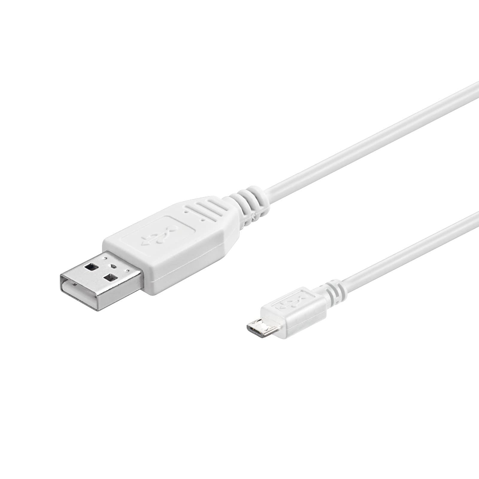 Manhattan USB-A to Micro-USB Cable, 1m, Male to Male, White, 480 Mbps (USB 2.0), Hi-Speed USB, Lifetime Warranty, Polybag