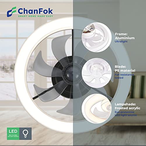 CHANFOK 20'' Ceiling Fans with Lights, Low profile